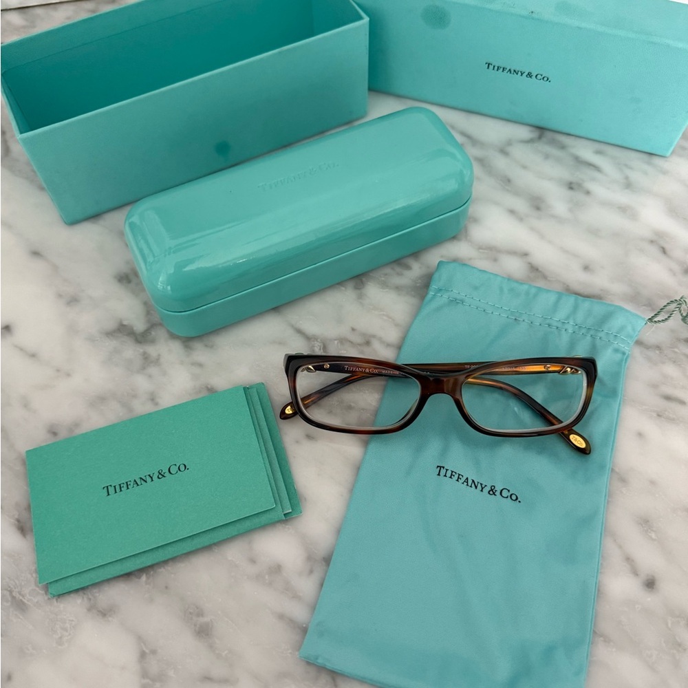 Tiffany & Co. Brown Glasses with Blue Case